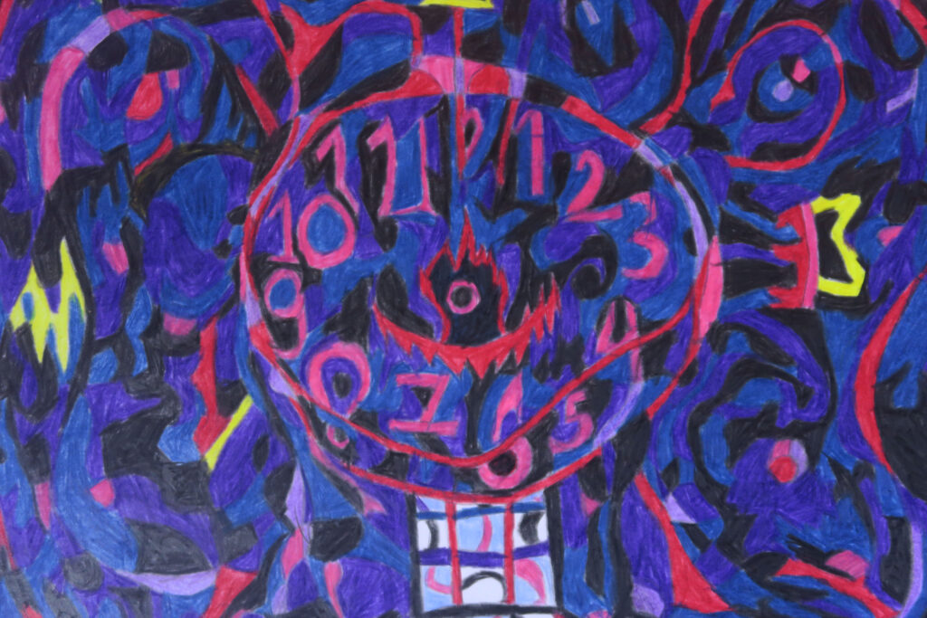 DesignCovery: abstract drawing on paper - The Window of Dissonant Realms - 30 x 28 cm